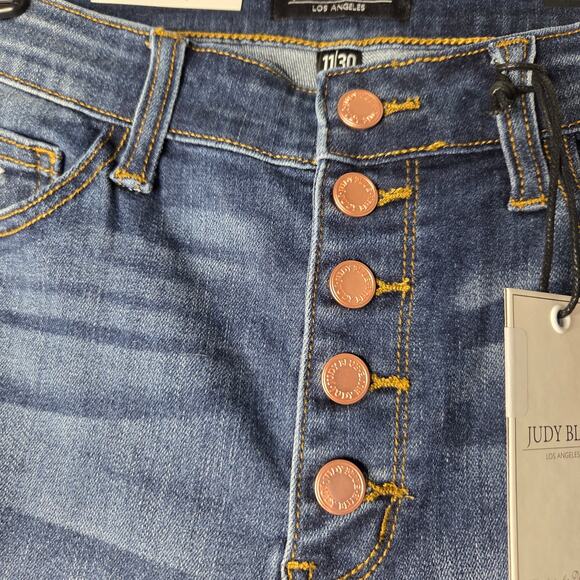 Judy Blue High Rise 5 Button Fly Cuffed Skinny Distressed Jeans 82246 NWT 11/30 - Picture 9 of 11